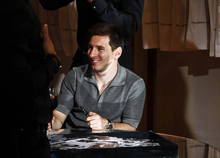 Lionel Messi ospite da Dolce e Gabbana, 22 giugno 2013 (Lapresse)